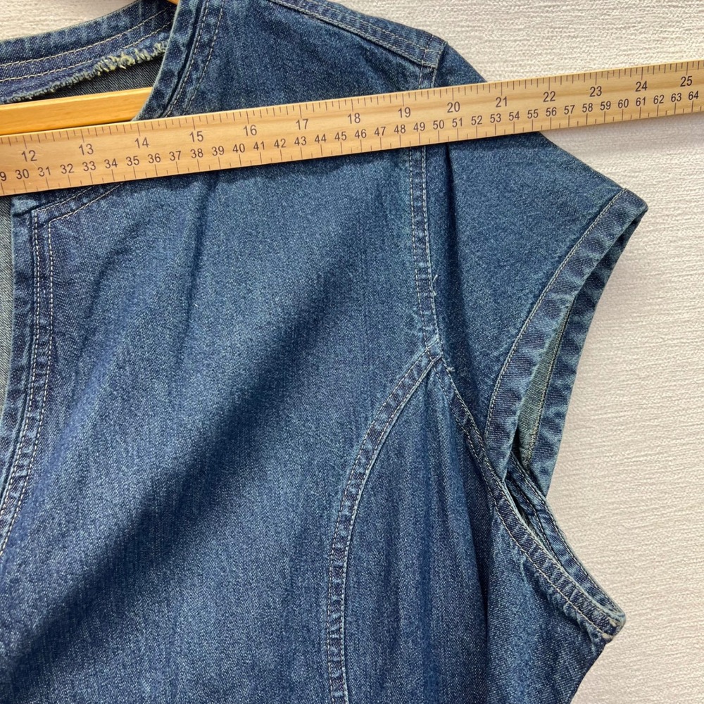 VTG 90s Carolina Blues Plus Denim Wrap Dress 28W Short Sleeve V Neck Tie Waist - Picture 4 of 8